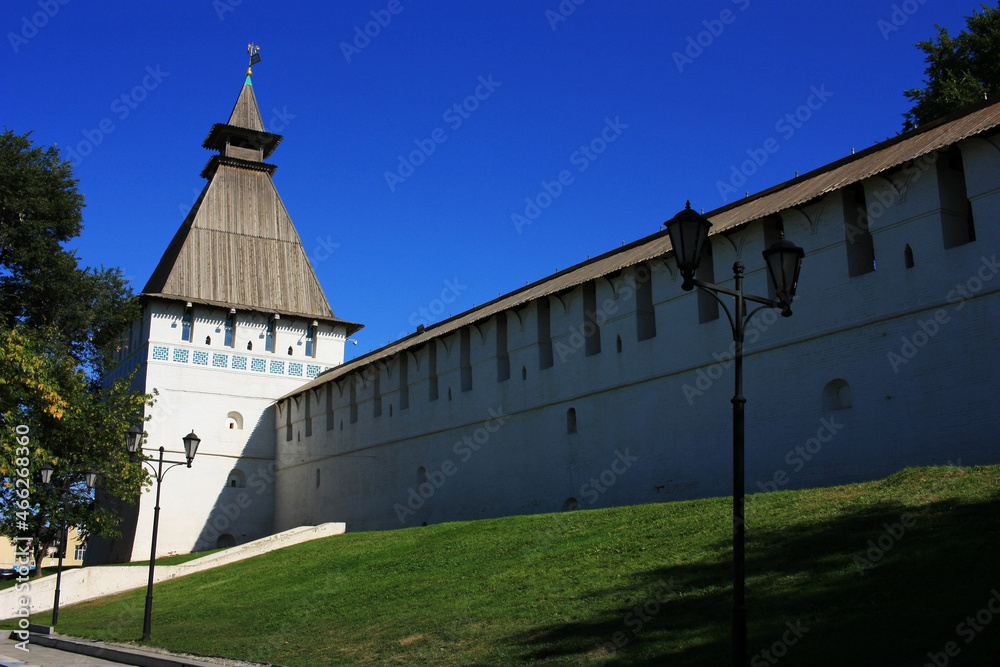 White walls and tower of the Astrakhan Kremlin