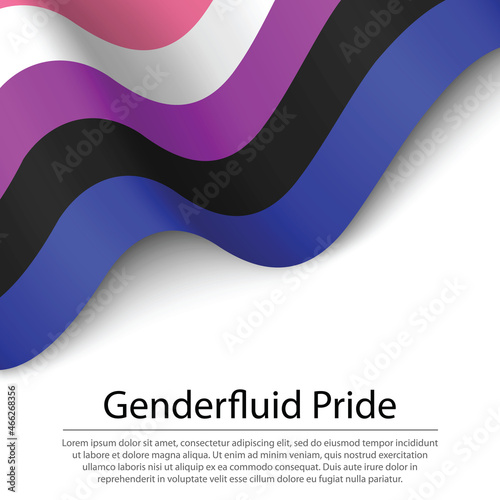 Waving flag of Genderfluid pride on white background. Banner or