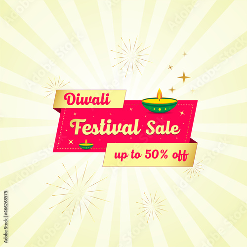 Diwali festival sale offer logo unit with lamp and shine graphics, Diwali celebration background, Banner, Logo Design, Icon, Poster, Unit, Label, Web Header, Vector, illustration, Tag.