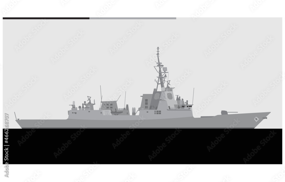 HMAS HOBART. Royal Australian Navy air warfare destroyer. Vector image for illustrations and infographics HMAS HOBART. Royal Australian Navy air warfare destroyer. Vector image for illustrations and infographics