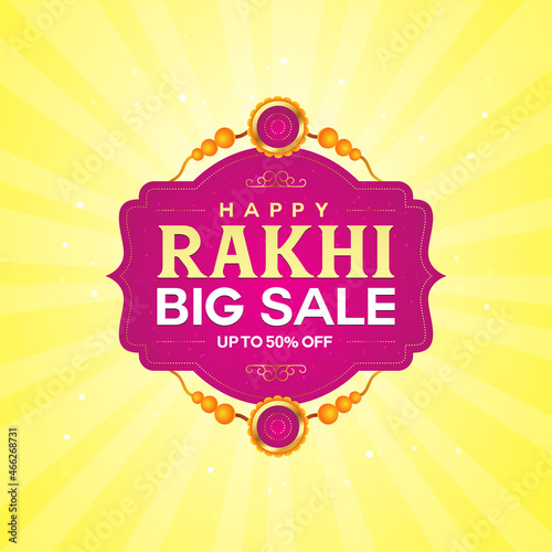 Happy Rakhi Big Sale logo Design, Creative Illustration, Sale Banner, Poster, Offer Tag, Sticker, Rakhi, Symbol, Sign, Traditional Unit