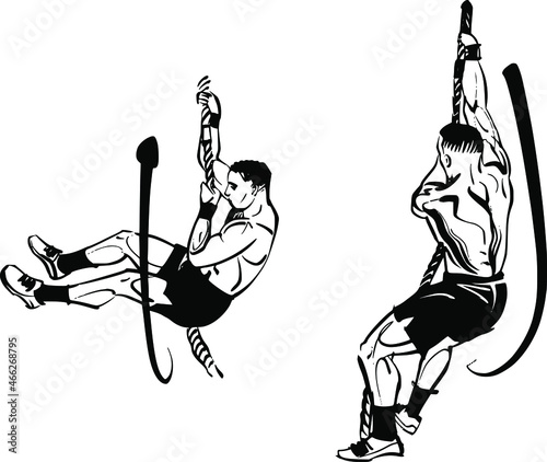 the vector illustration of the athlete doing rope exercise 