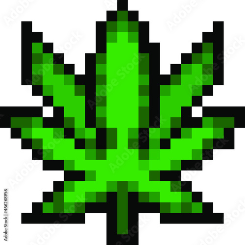 Pixel 8 bit Cannabis leaf - vector, isolated