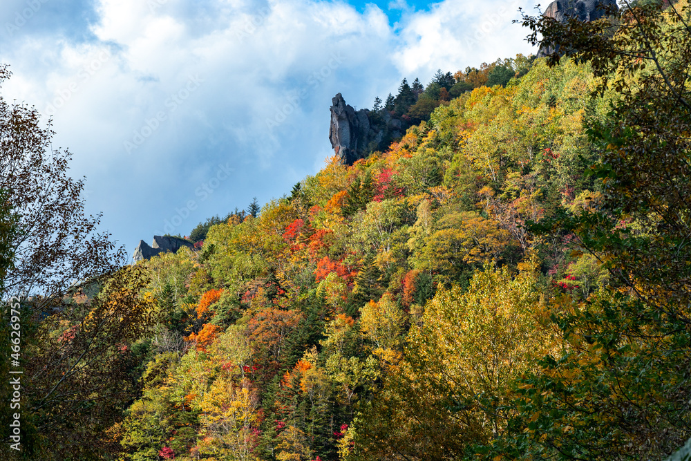 北海道秋の風景　層雲峡の紅葉
