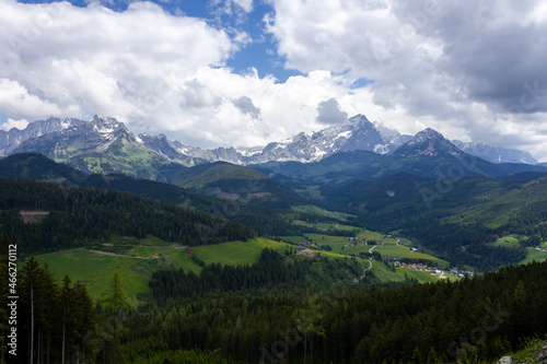 The 'Salzburg Dolomites' mountain range on a cloudy day in spring (Neuberg, Salzburgerland, Austria)