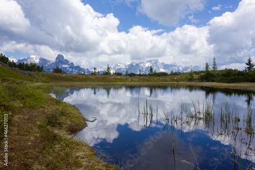 The 'Schwarze Lacke' along the Gerzkopf hiking trail in Alps (Filzmoos, Austria) photo