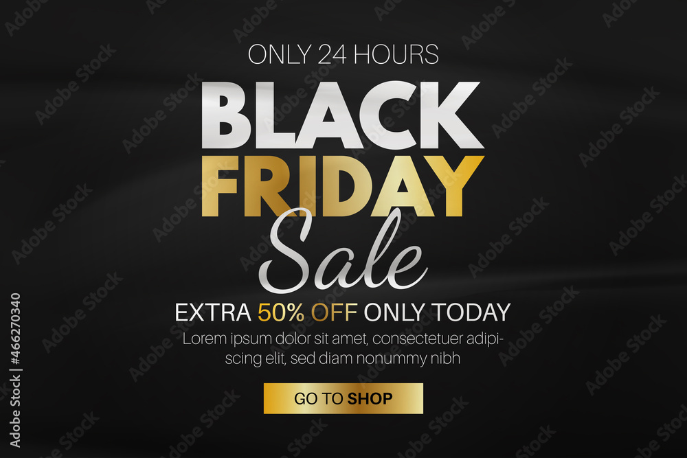Black friday sale banner premium hight quality vector in glued paper background. luxury gold combination. best for business promotion