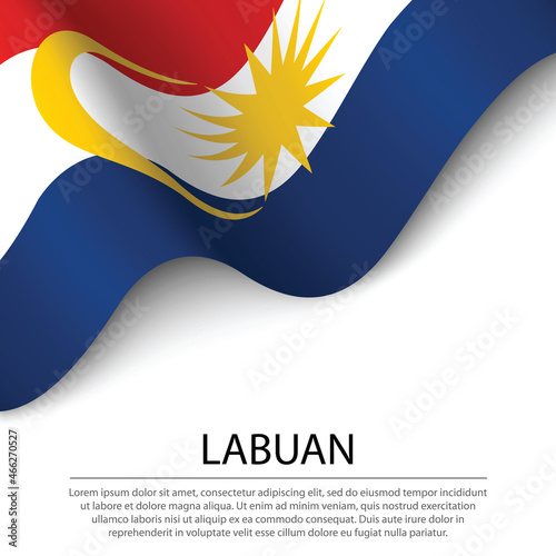 Waving flag of Labuan is a state of Malaysia on white background photo