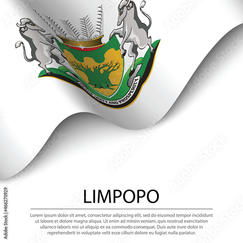 Waving flag of Limpopo is a Province of South Africa on white ba