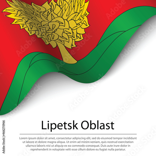 Waving flag of Lipetsk Oblast is a region of Russia on white bac photo