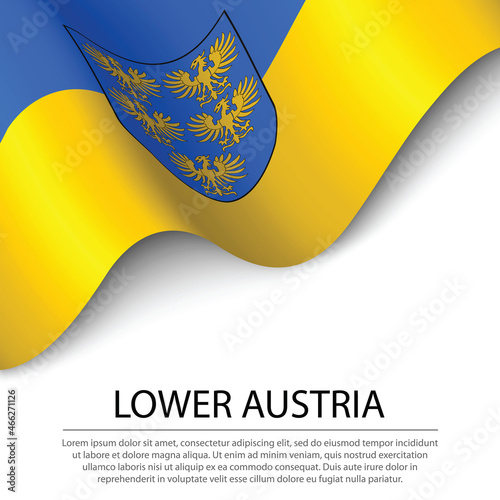 Waving flag of Lower Austria is a state of Austria on white back