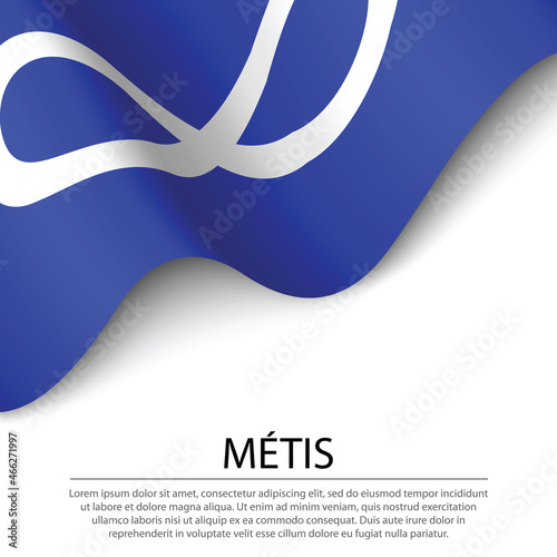 Waving flag of Metis on white background. Banner or ribbon temp