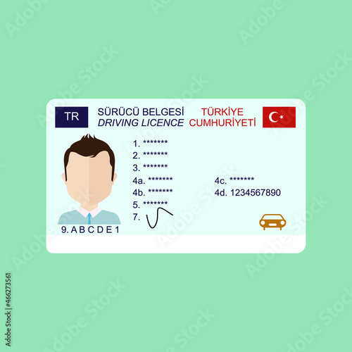 Republic of Turkey vehicle driver's license vector work