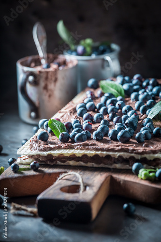 Fototapeta Naklejka Na Ścianę i Meble -  Tasty and sweet wafers made of chocolate and berries