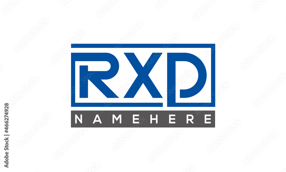 RXD Letters Logo With Rectangle Logo Vector RXD Letters Logo With Rectangle Logo Vector