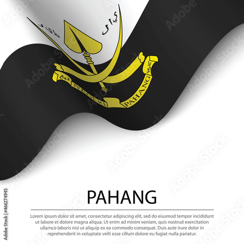 Waving flag of Pahang is a state of Malaysia on white background