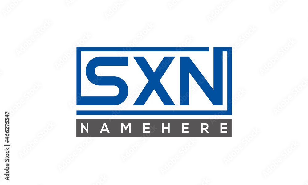 SXN Letters Logo With Rectangle Logo Vector SXN Letters Logo With Rectangle Logo Vector