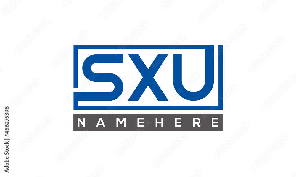 SXU Letters Logo With Rectangle Logo Vector SXU Letters Logo With Rectangle Logo Vector