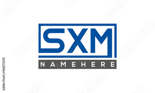 SXM Letters Logo With Rectangle Logo Vector