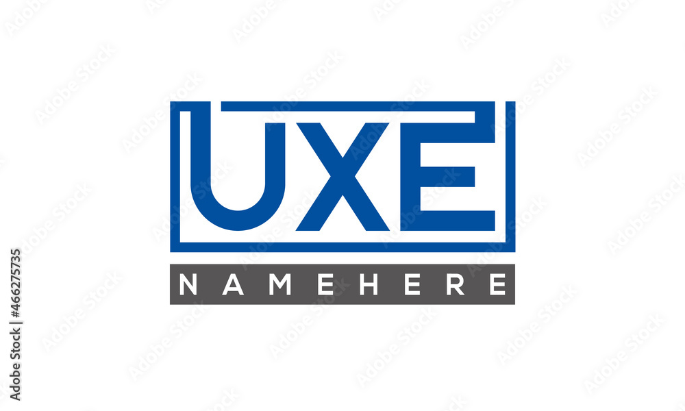 UXE Letters Logo With Rectangle Logo Vector UXE Letters Logo With Rectangle Logo Vector