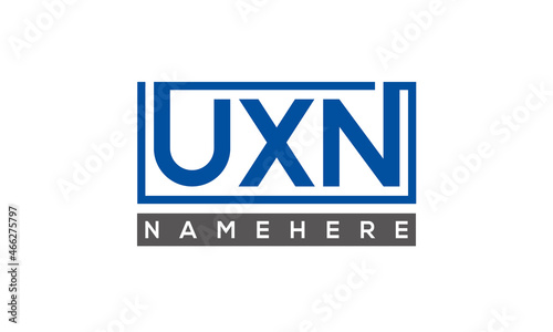 UXN Letters Logo With Rectangle Logo Vector