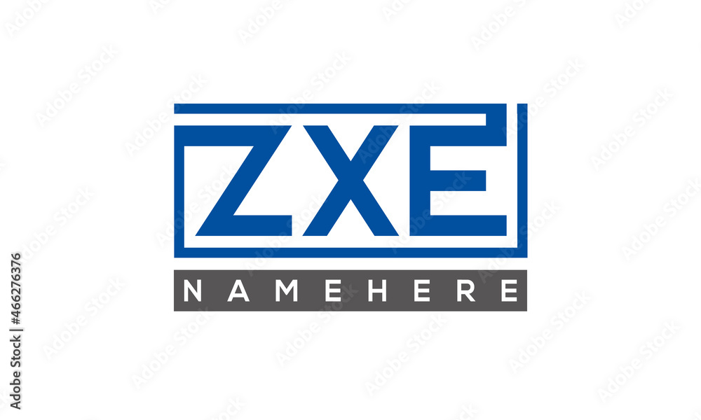 ZXE Letters Logo With Rectangle Logo Vector ZXE Letters Logo With Rectangle Logo Vector