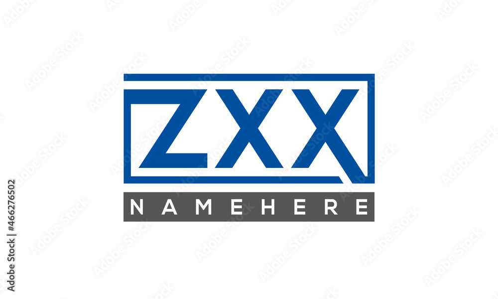 ZXX Letters Logo With Rectangle Logo Vector ZXX Letters Logo With Rectangle Logo Vector
