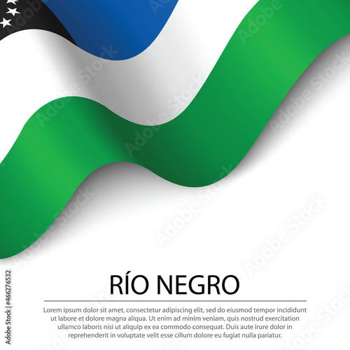 Waving flag of Rio Negro is a region of Argentina on white backg