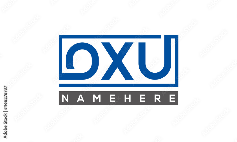 OXU Letters Logo With Rectangle Logo Vector OXU Letters Logo With Rectangle Logo Vector