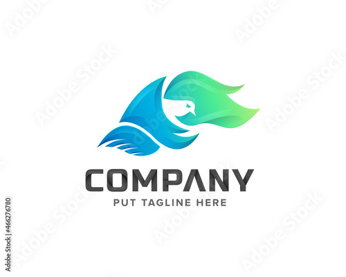 Creative colorful flying bird logo template for company