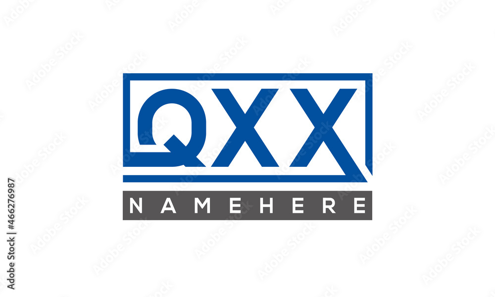 QXX Letters Logo With Rectangle Logo Vector QXX Letters Logo With Rectangle Logo Vector