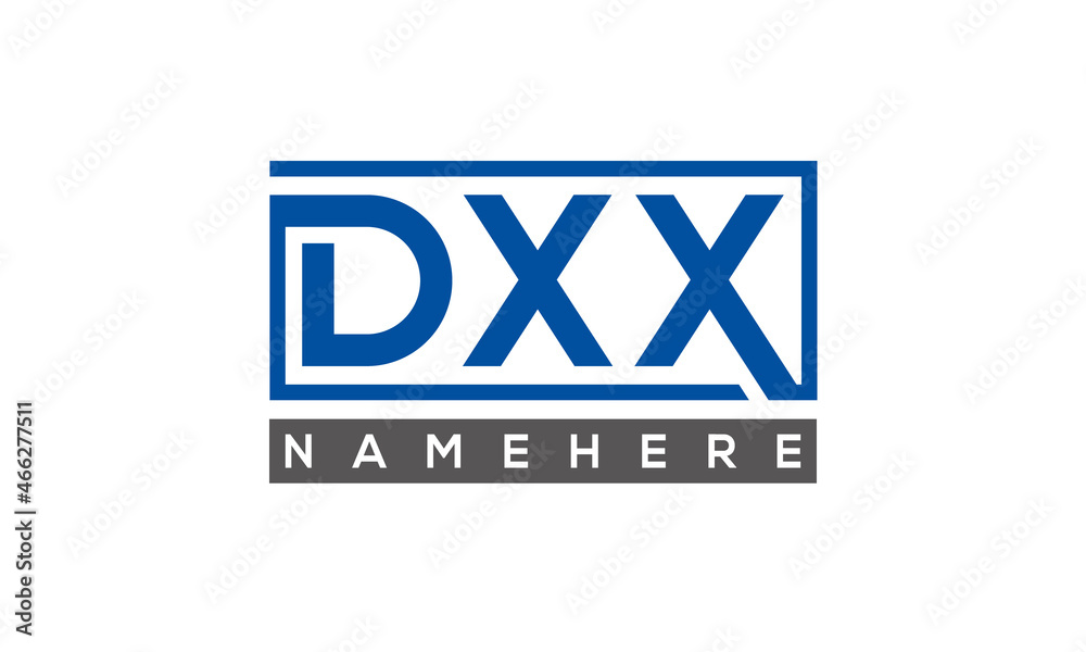 DXX Letters Logo With Rectangle Logo Vector DXX Letters Logo With Rectangle Logo Vector