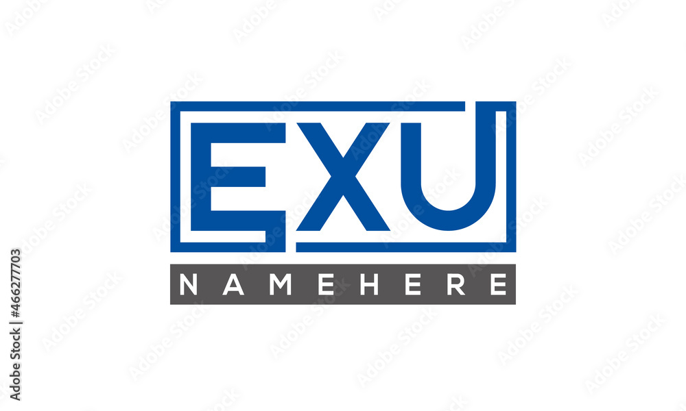 EXU Letters Logo With Rectangle Logo Vector EXU Letters Logo With Rectangle Logo Vector