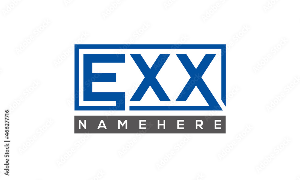 EXX Letters Logo With Rectangle Logo Vector EXX Letters Logo With Rectangle Logo Vector