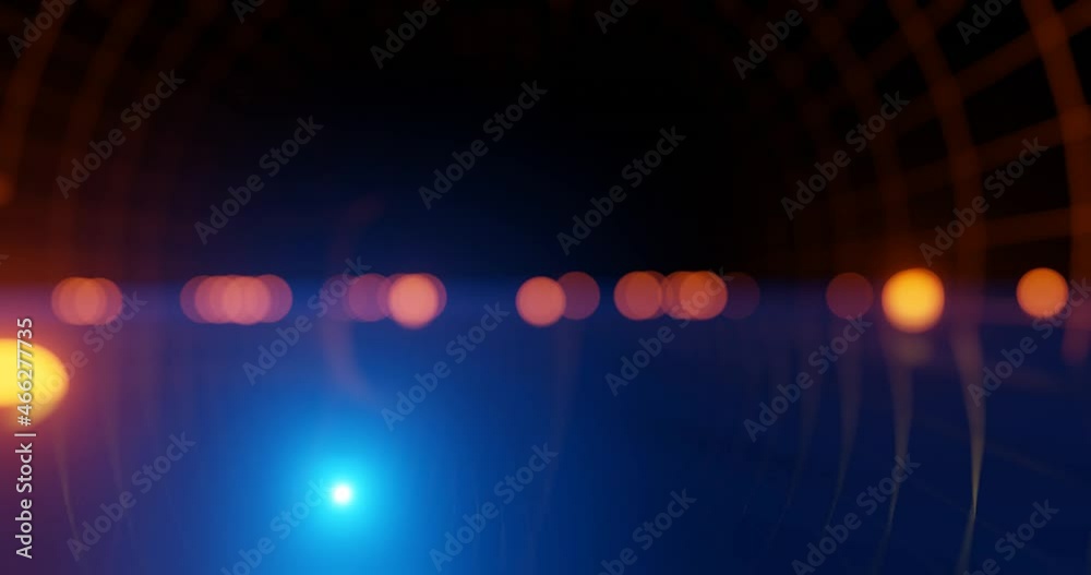 3d render with blurred blue background with yellow bokeh