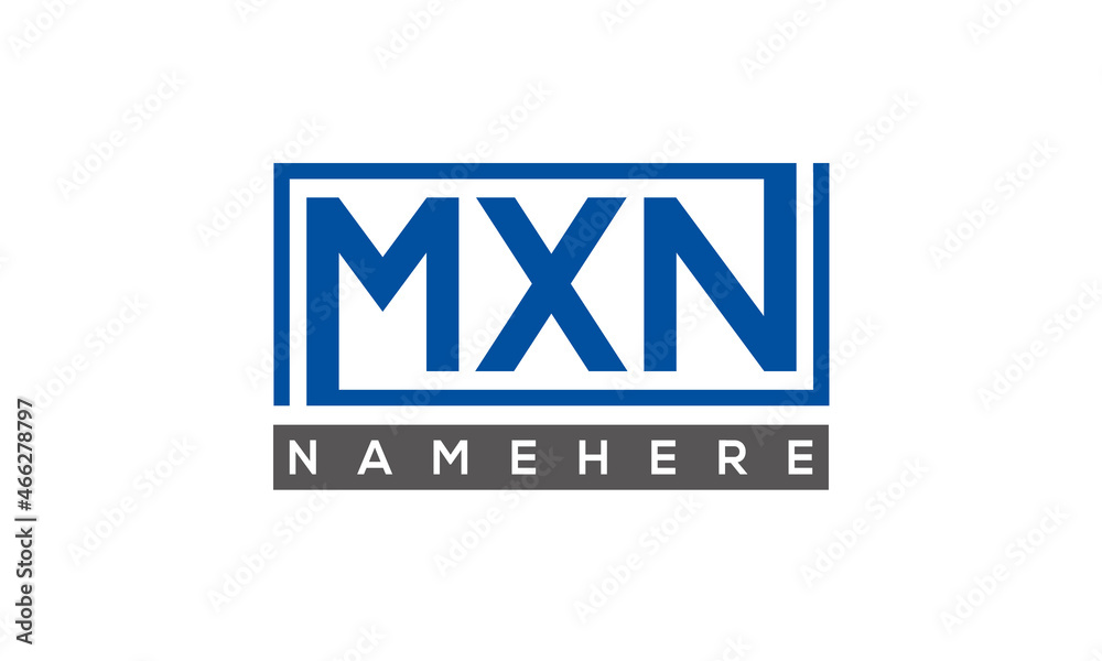 MXN Letters Logo With Rectangle Logo Vector