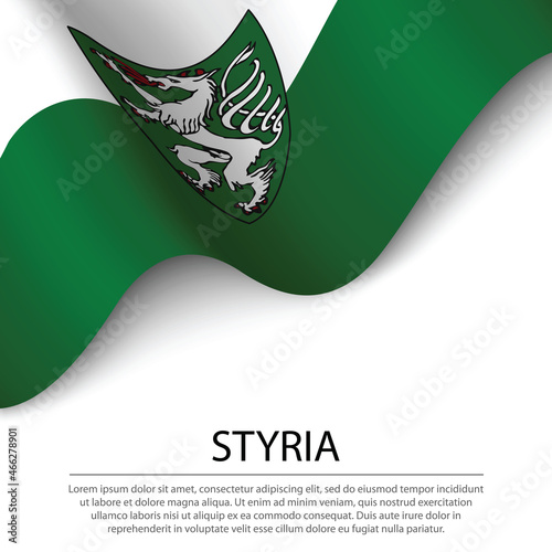 Waving flag of Styria is a state of Austria on white background.