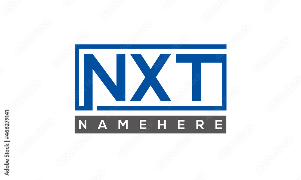 NXT Letters Logo With Rectangle Logo Vector NXT Letters Logo With Rectangle Logo Vector