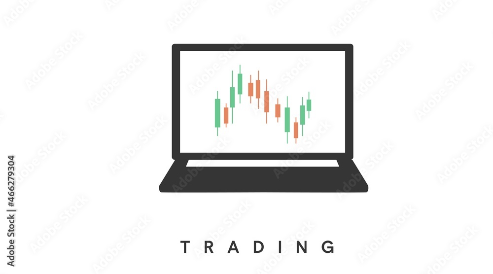 Trading Icon. Vector isoalted editable trading icon with a laptop Stock ...