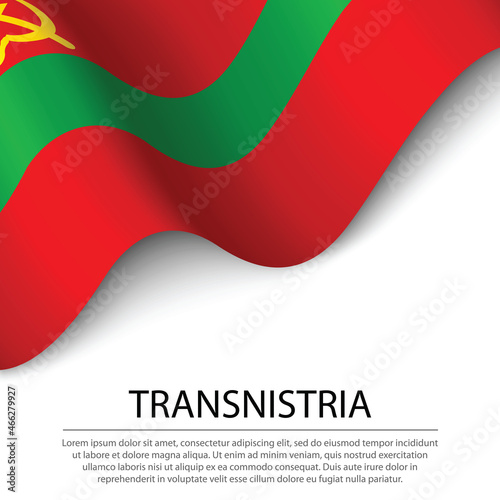 Waving flag of Transnistria on white background. Banner or ribbo photo