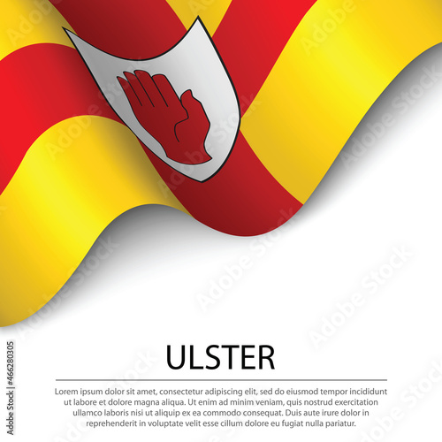 Waving flag of Ulster is a province of Ireland on white backgrou photo