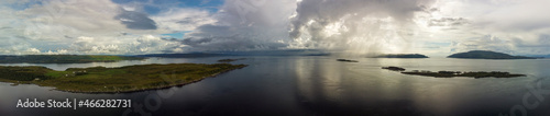 Aerial view of the Sound of Jura, Corryvreckan and the isles around Dorus Mor, from near the point of Craignish, Scotland photo