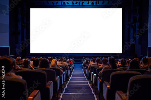 White cinema screen with audience. photo