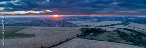 Sunset over Windmill Hill and Clanfield Down, Hampshire photo