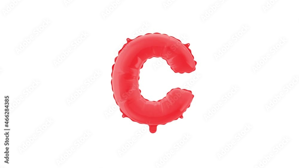 Helium Balloon with Letter – C. With Alpha Channel Luma Matte Channel. Loop Animation .