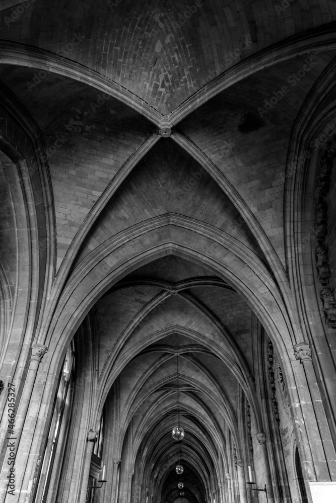 Archway of Saint Servatius Basilica at the Vrijthof Square, Maastricht, Netherlands