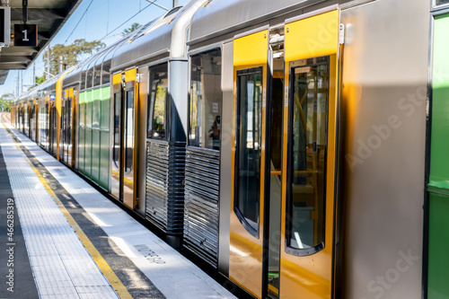 Photography Passenger train on the empty station in Sydney, New South Wales, Australia