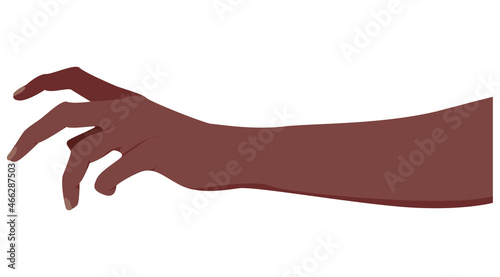 Grabbing dark skin hand. Picking hand. Grab gesture. Vector illustration. Flat design EPS
