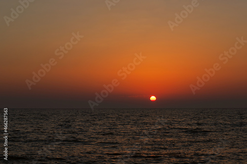sunset sea in Miami,beautiful sun sets over the horizon into the ocean