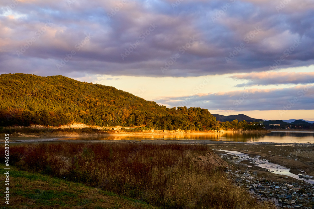 sunset over the lake